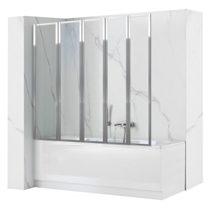 Rea Idea, paravan de baie, 5 aripi, 120 x 140 cm, crom transparent, REA-W0850
