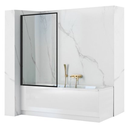 Rea LAGOS FIX - paravan de baie, 1 aripă, 80 x 140 cm, negru-transparent, REA-K7390