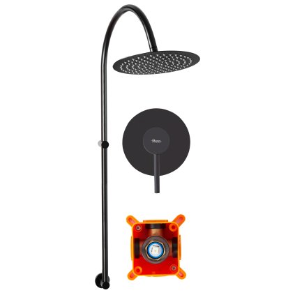 Rea Lugano - Set de duș ascuns + cutie P9301 - complet, negru mat, REA-P9301
