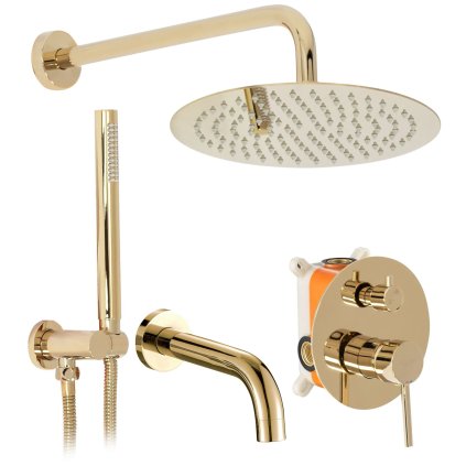 Rea Lungo, set de baie incorporabil cu dus + cutie P6300 - set complet, auriu, REA-P4125