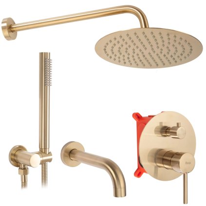 Rea Lungo, set de duș ascuns cu gura cadă + CUTIE, auriu mat, REA-P6609