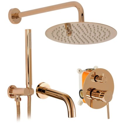 Rea Lungo, set de duș ascuns cu duș de cadă + cutie, roz-auriu, REA-P6610
