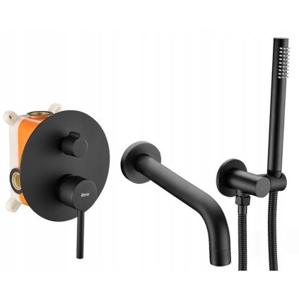 Rea Lungo, set de baie ascuns + cutie P6300 - set complet, negru mat, REA-P6300