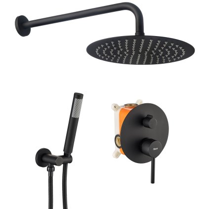 Rea Lungo, set de duș ascuns cu cap de ploaie și duș de mână, negru mat, REA-P4100