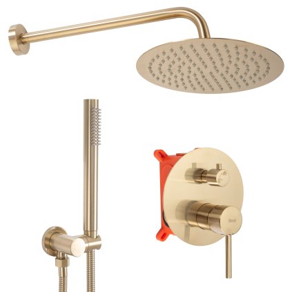 Rea Lungo, set de duș ascuns cu cap de ploaie și duș de mână, auriu mat, REA-P4160