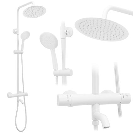 Rea Lungo, set de dus cu robinet termostatic, alb, REA-P6608