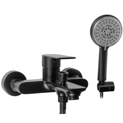 Rea Mayson, baterie de baie cu set de duș manual, negru mat, REA-B9634