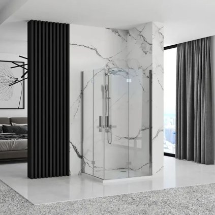 Rea Molier Double, cabină de duș cu ușă rabatabilă 90 (uşă) x 90 (uşă), sticlă transparentă de 6 mm, profil cromat, KPL-K6372
