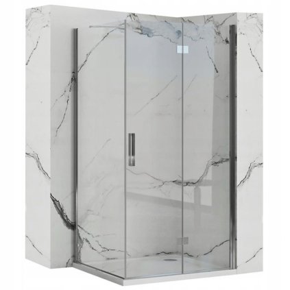 Rea Molier, cabină de duș 90 (uşă) x 80 (perete) x 190 cm, sticlă transparentă de 6 mm, profil cromat, KPL-K1539