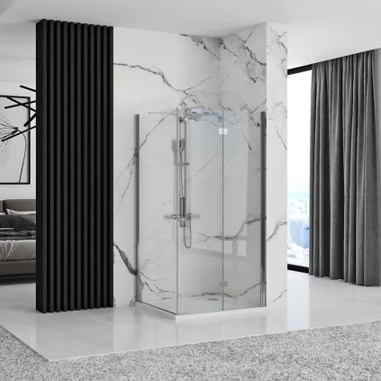 Rea Molier, cabină de duș 90 (uşă) x 90 (perete) x 190 cm, sticlă transparentă de 6 mm, profil cromat, KPL-K0539