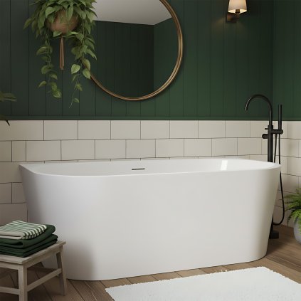 Rea Olimpia, cada de baie acrilică de sine stătătoare 150x75 cm, albă, REA-W0634