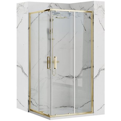 419234 11 rea punto sprchovy kut s posuvnymi dverami 80 dvere x 80 dvere x 190 cm 5mm cire sklo zlaty leskly profil biela sprchova vanicka savoy kpl k6441