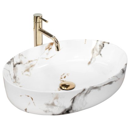 Rea Queen Carrara, chiuveta blat 55x42 cm, imitatie de piatra, REA-U1232