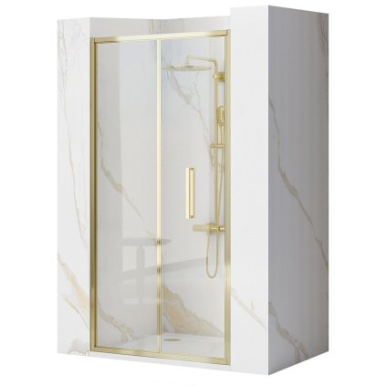 Rea Rapid Fold, usa de dus plianta 80x195 cm, sticla transparenta 4 mm, profil auriu lucios, REA-K4128
