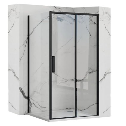 Rea Rapid Slide - cabina de dus cu usa glisanta 110(usa) x 80(perete), sticla transparenta, profil negru, KPL-09856