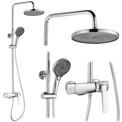 Rea Rebel, set cadă de duș cu duș cu ploaie și duș manual, crom, REA-P2415