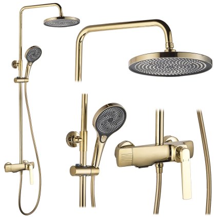 Rea Rebel, set cadă de duș cu duș cu ploaie și duș manual, auriu strălucitor, REA-P2413