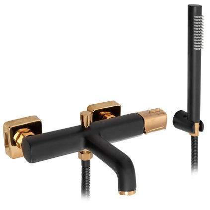 Rea Salto - baterie pentru cadă și set de duș, negru-auriu, REA-B6352