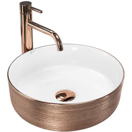 Rea Sami, chiuveta blat 360x360x115 mm, structurat in aur roz - alb, REA-U3303