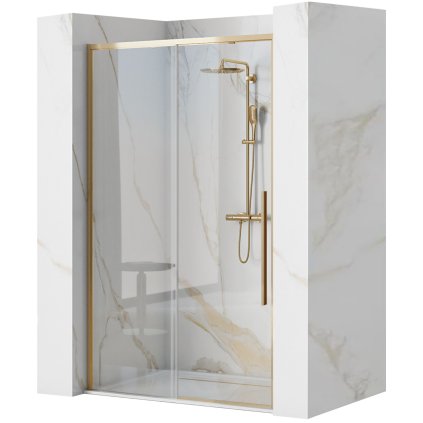 Rea Solar Gold, usa de dus culisanta 100 x 195 cm, sticla transparenta 6 mm, profil auriu, REA-K6547