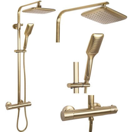 Rea Tom, set de dus cu robinet termostatic, auriu mat, REA-P5004
