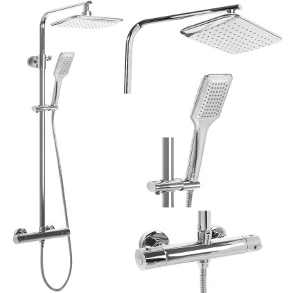 Rea Tom, baterie termostatică cu set de ploaie pentru duș, crom, REA-P7100