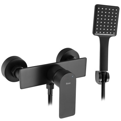 Rea Urban, baterie de duș cu set de duș manual punct, negru, REA-B9909