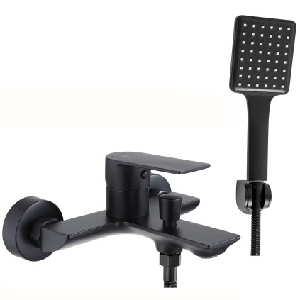 Rea Urban, baterie pentru cadă cu set de duș manual punct, negru, REA-B9910