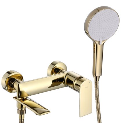 Rea Veneta, baterie baie cu set de dus manual punct, auriu lucios, REA-B6422