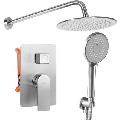 Rea Verso, set de duș ascuns + sistem de montare cutie, oțel periat, REA-P4800