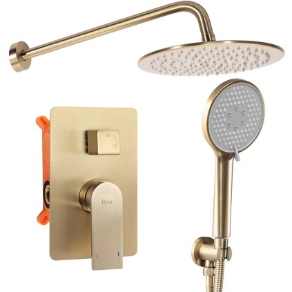 Rea Verso, set de duș ascuns + sistem de montare cutie, auriu mat, REA-P9150