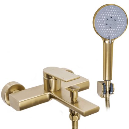 Rea Verso, baterie de baie cu set de duș manual, auriu mat, REA-B6565