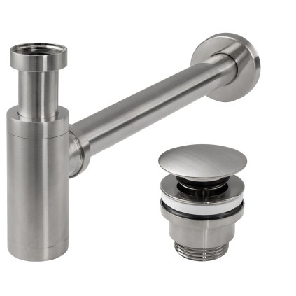 Rea, sifon universal pentru chiuveta + dop de scurgere universal, otel, REA-A4400