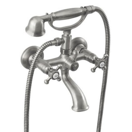 Reitano Rubinetteria, baterie pentru cada montata pe perete ANTEA completa, nichel periat, 3018