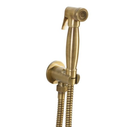 Reitano Rubinetteria, Bideu duș retro cu furtun și suport de duș cu evacuare, bronz, 9106