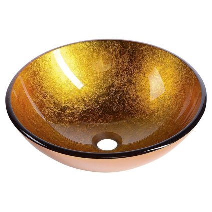 Sapho, chiuveta din sticla AGO diametru 42 cm, auriu, 2501-19