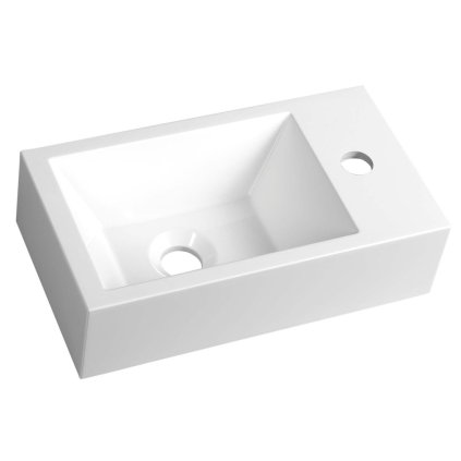 Sapho, chiuveta din marmura turnata AMAROK 40x11x22cm, alb, robinet pe dreapta, AR500