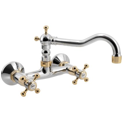 Sapho, baterie de perete ANTEA, suport superior, crom/auriu, 3362