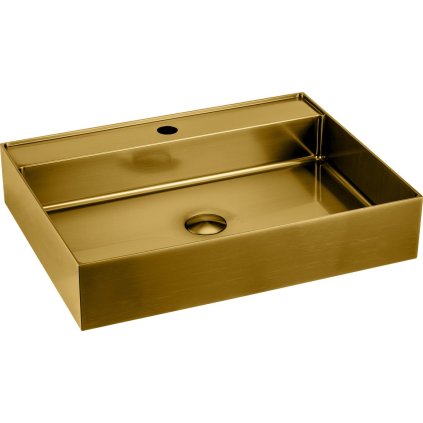 Sapho, chiuveta din inox AURUM 55x42 cm, inclusiv priza, auriu, AU202