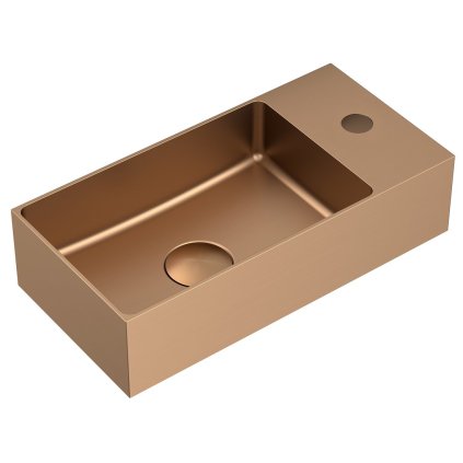 Sapho, chiuveta din otel inoxidabil AURUM, 36,5x18cm, inclusiv priza, stanga/dreapta, cupru mat, AU304