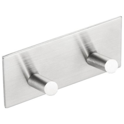 Sapho, cârlig dublu autoadeziv, oțel inoxidabil periat, 31202