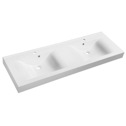 Sapho, chiuveta dubla FLAVIA 150x50cm, marmura turnata, alb, 68154