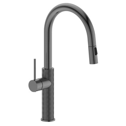 Sapho, baterie pentru chiuvetă de sine stătătoare FLAWO, cu spray extractibil, grafit, FR576GM