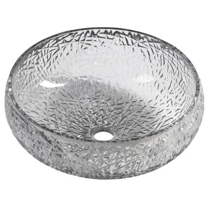 Sapho, chiuvetă din sticlă gravată GAVIOTA deasupra Ø 42 cm, neagră, TY306