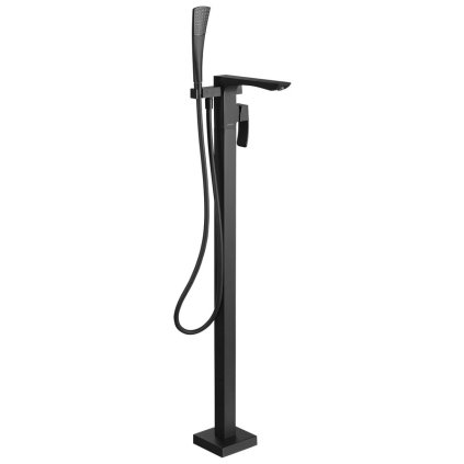 Sapho, baterie de baie GINKO cu racord la podea, negru mat, 1101-21B