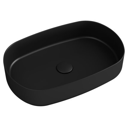 Sapho, chiuvetă de blat ceramică INFINITY OVAL, 55x36 cm, negru mat, 10NF65055-2N