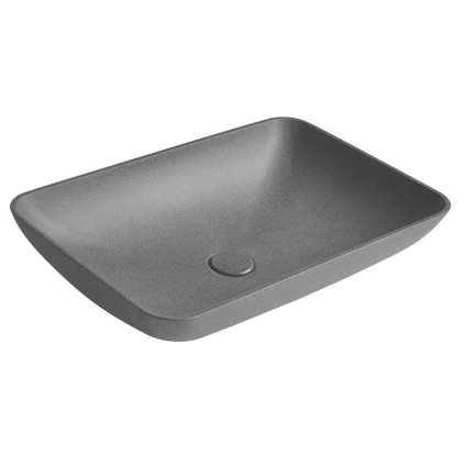 Sapho, Chiuvetă din beton INFRANE cu priză, 57x37 cm, granit negru, AR464