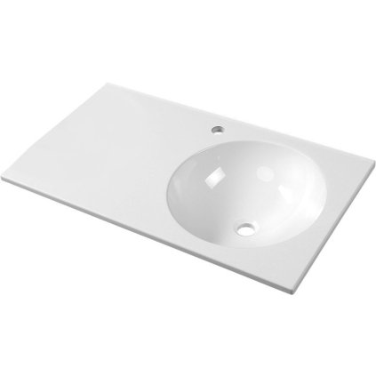 Sapho, chiuveta JUNO 80x15x47cm, marmura turnata, alb, dreapta, JU081