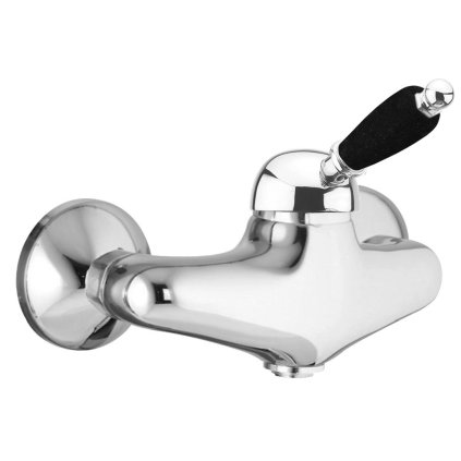 Sapho, baterie de duș KIRKÉ BLACK de perete, manetă neagră, crom, KI11NC