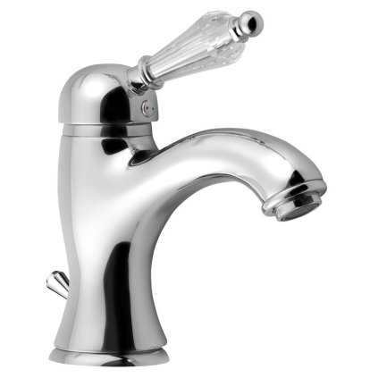 Sapho, baterie de lavoar de sine stătătoare KIRKÉ CRYSTAL cu priză, pârghie de cristal, crom, KI02KC